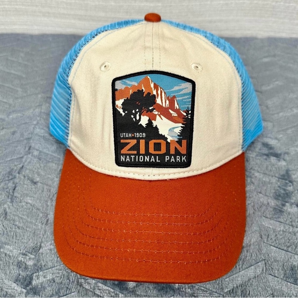 GC Zion National Park Utah Men's Retro Vintage 1909 Stitch Patch Trucker Cap